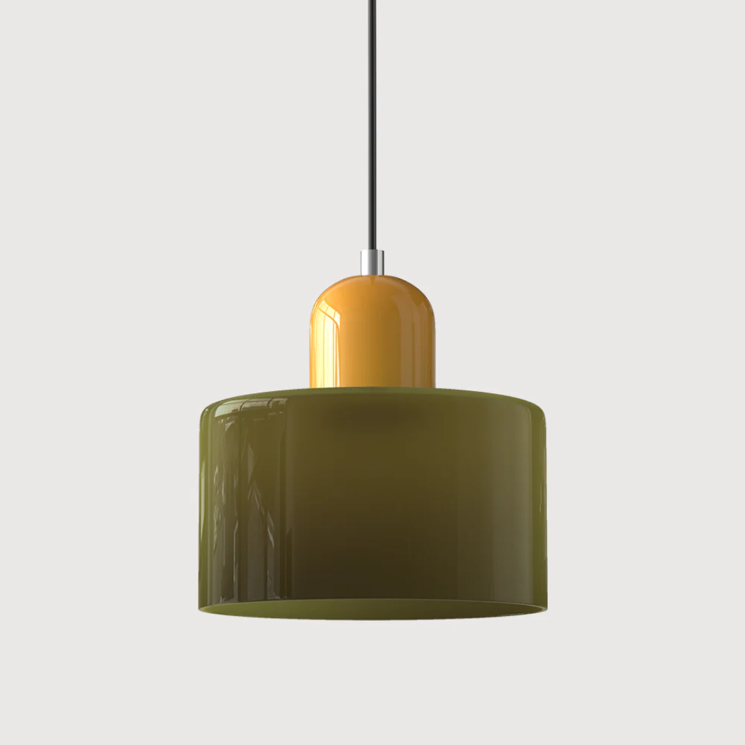 Retro Pendant Light | Two-Tone Coloured Shade | E27 Corded