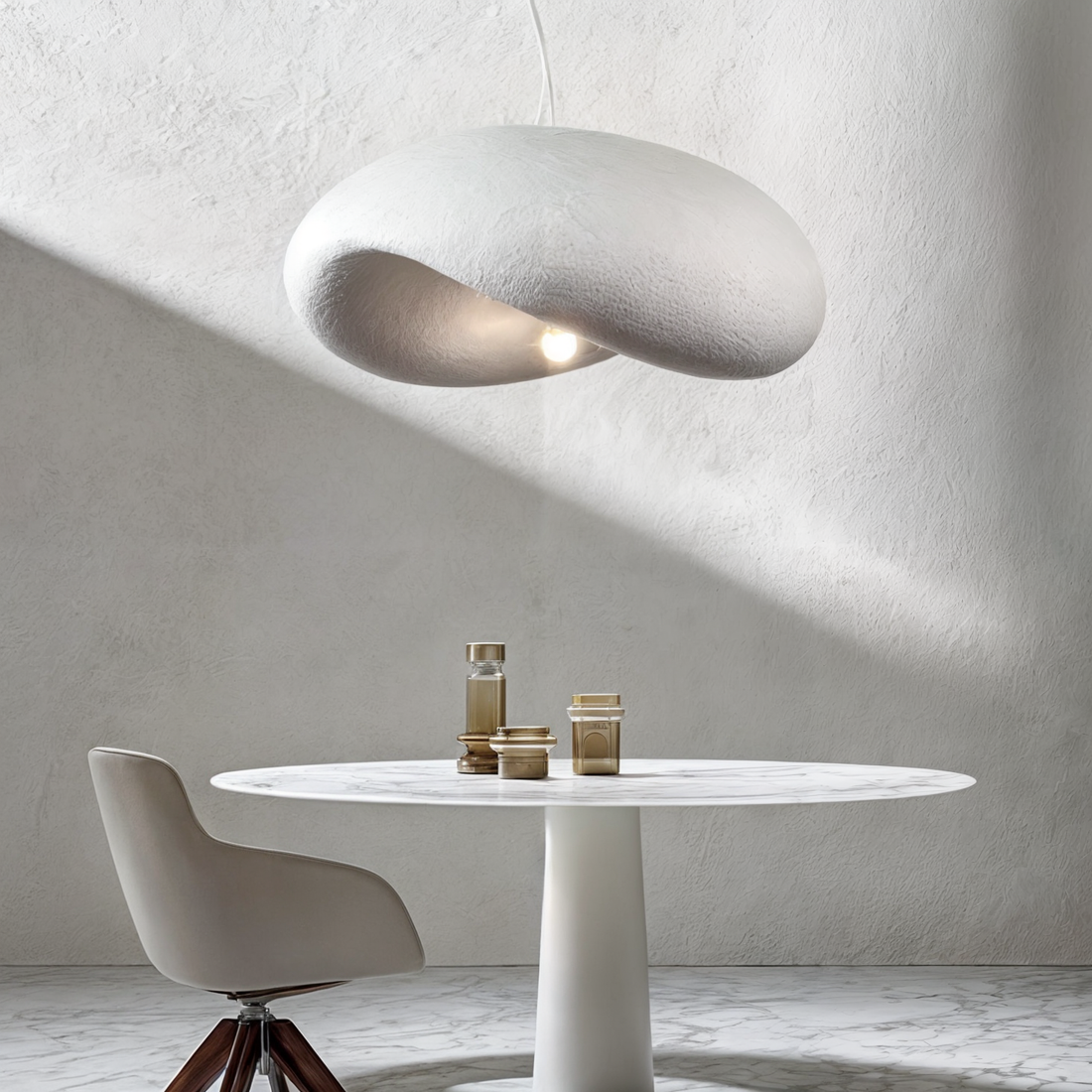 Resin Pendant Lamp Dimmable Minimalist Ceiling Light | Pebble Form