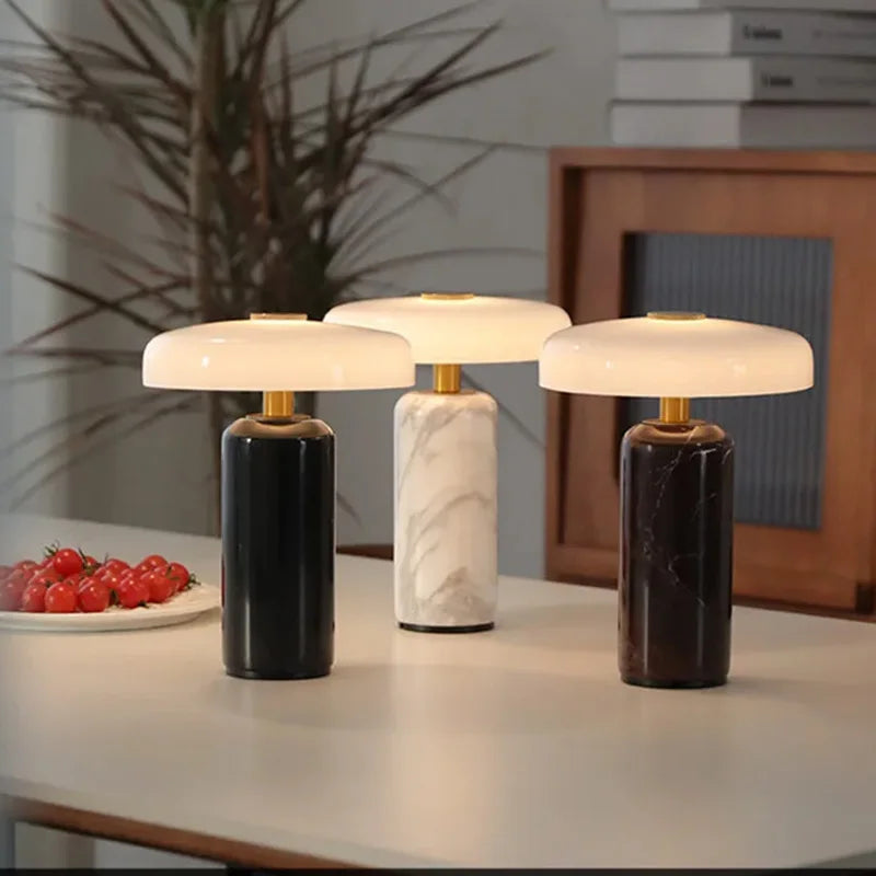 Rechargeable Table Lamp | Stone & Glass | Touch Dimming