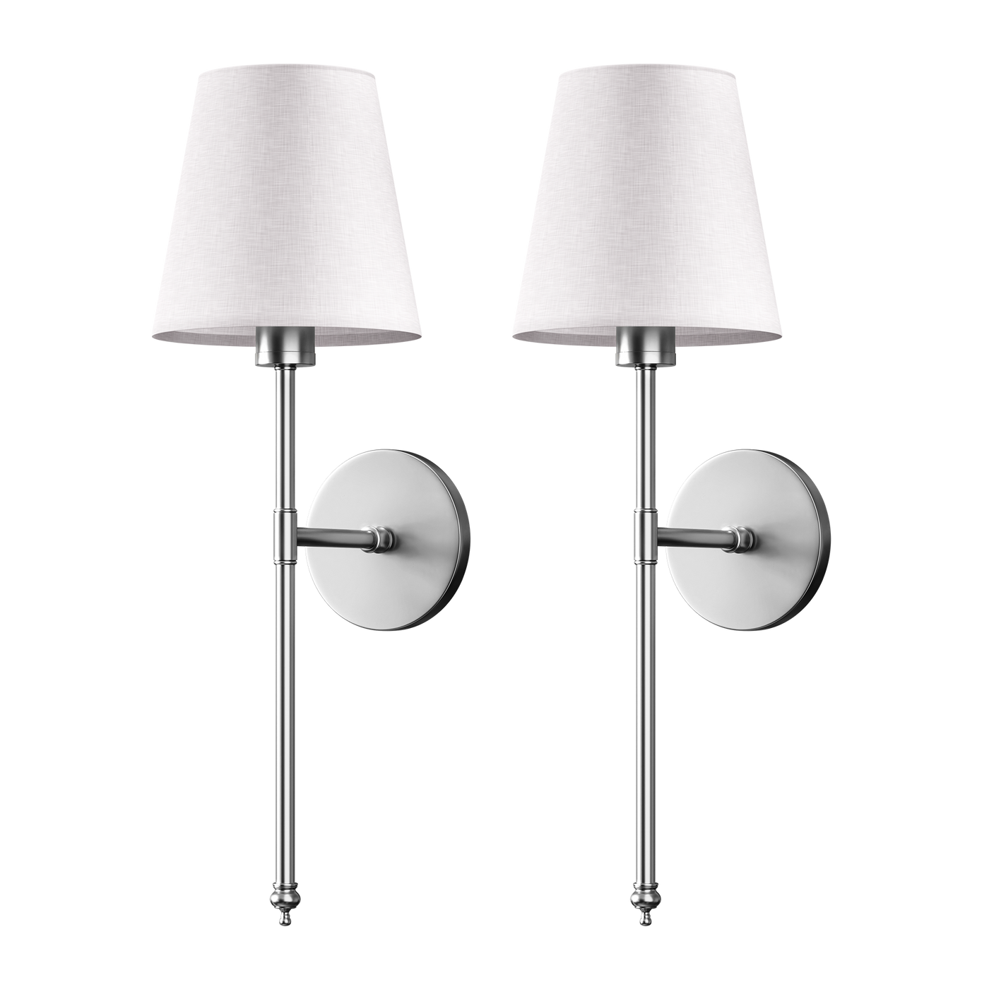 Wireless Wall Sconces — Set of 2 · Dark Metal & Fabric Shade