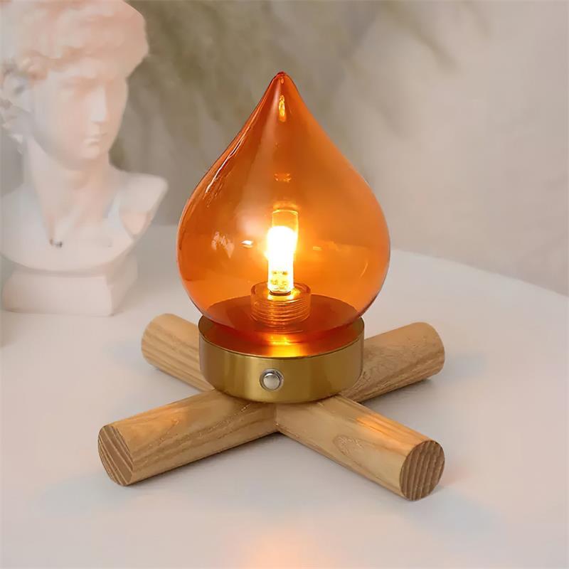 Kazamu Cordless Rechargeable Table Lamp with Amber Shade – photo 4