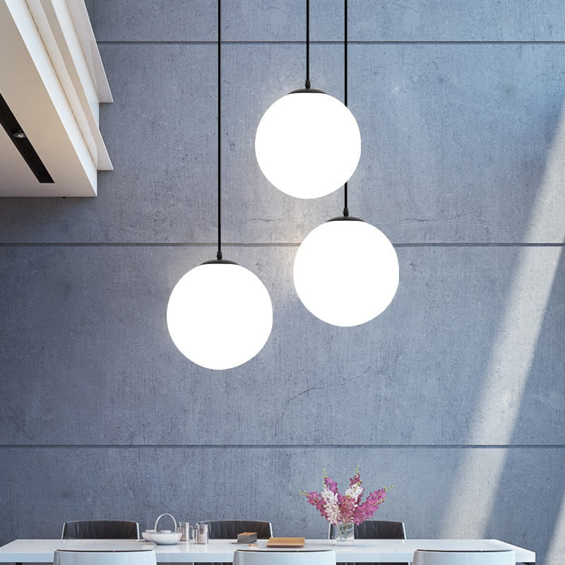 Glass Globe Pendant Light | Black Fitting