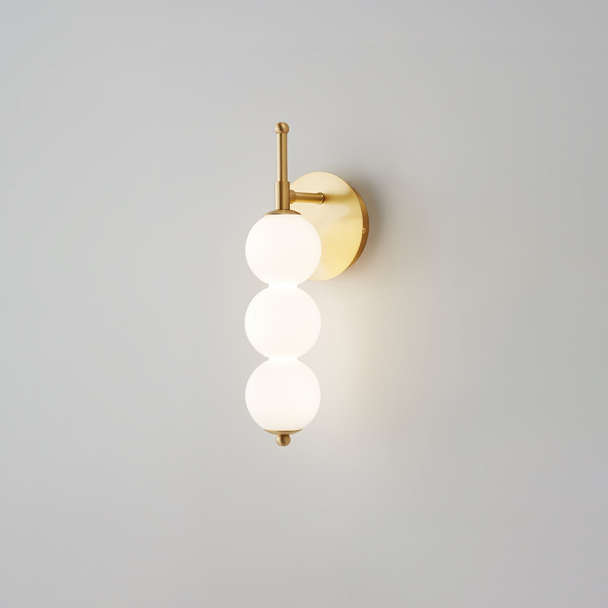 Kazamu Multi-Arm Wall Light with White Shades – Brass & white / 3 lights, Ø 13 cm × height 35 cm / Neutral white