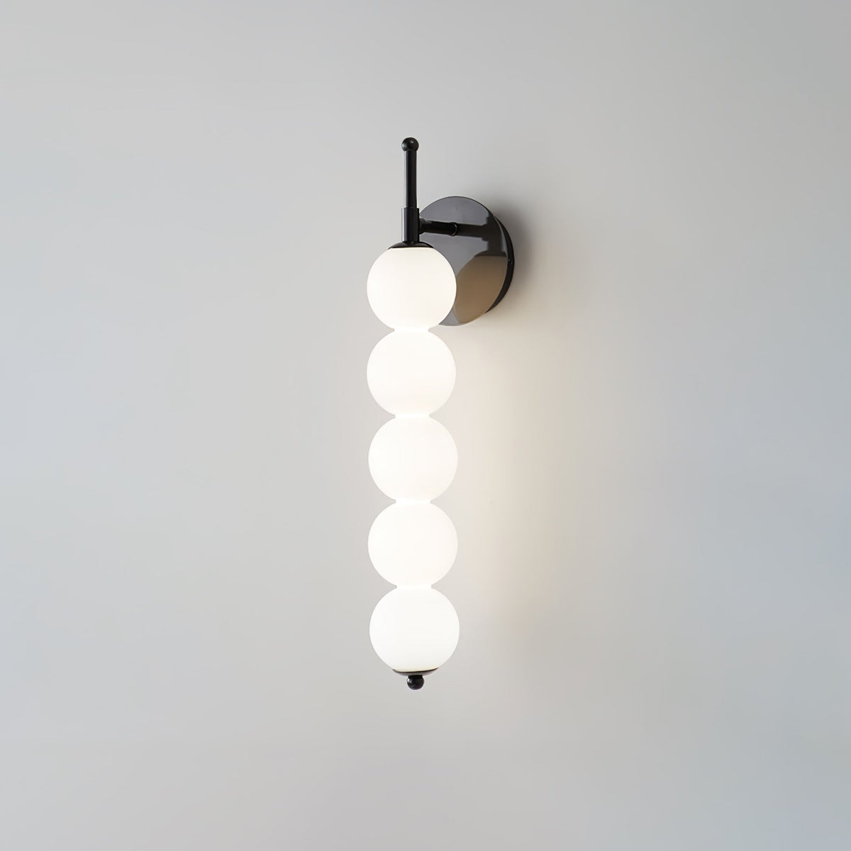 Kazamu Multi-Arm Wall Light with White Shades – Black & white / 5 lights, Ø 13 cm × height 51 cm / Neutral white