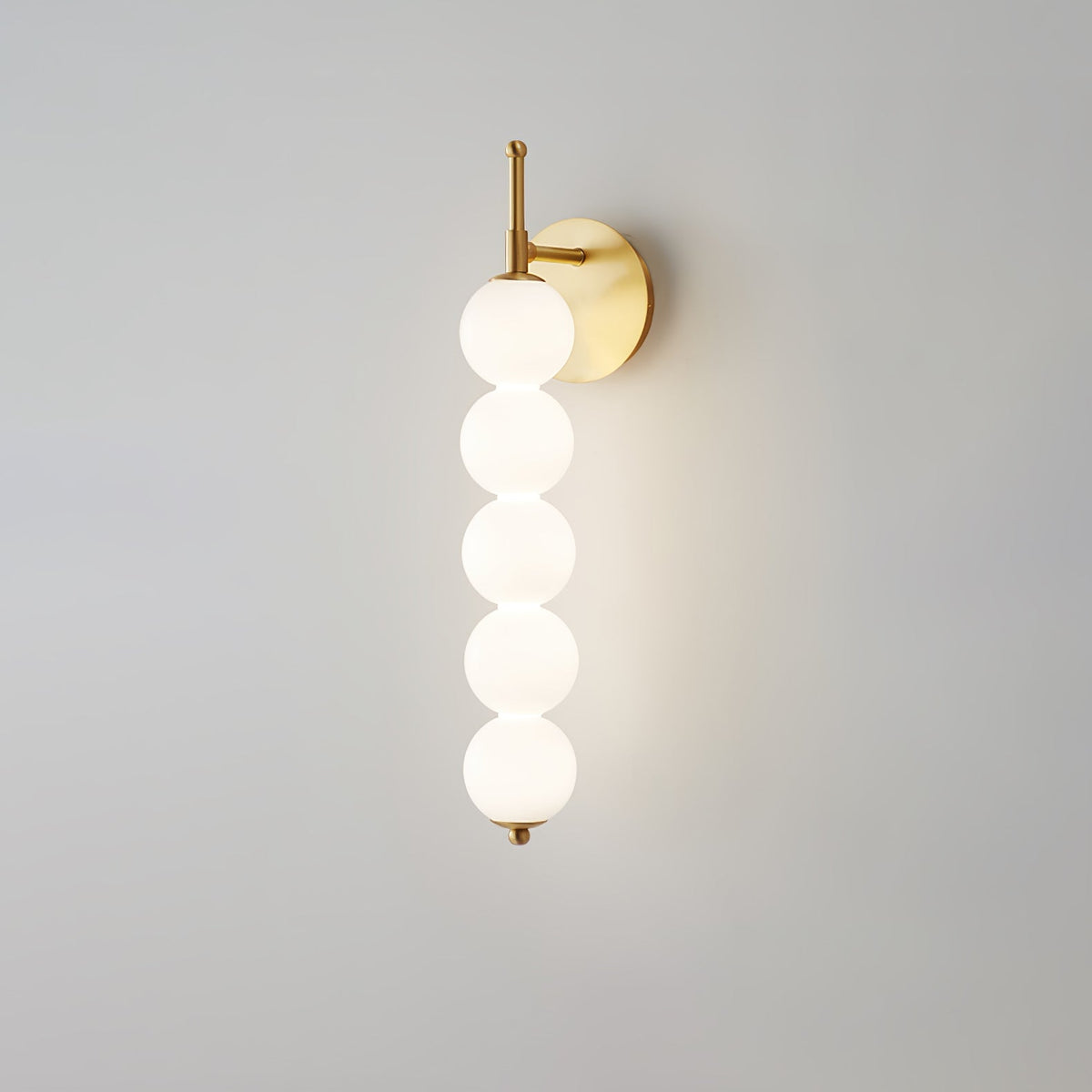 Kazamu Multi-Arm Wall Light with White Shades – Brass & white / 5 lights, Ø 13 cm × height 51 cm / Neutral white