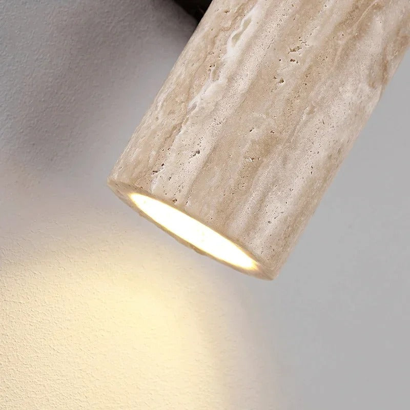 Close-up of the stone texture of the wall light