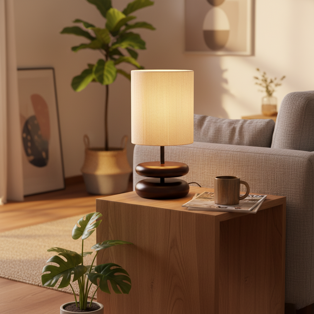 Kazamu Oval Stacked Silhouette Table Lamp with Fabric Shade – photo 7
