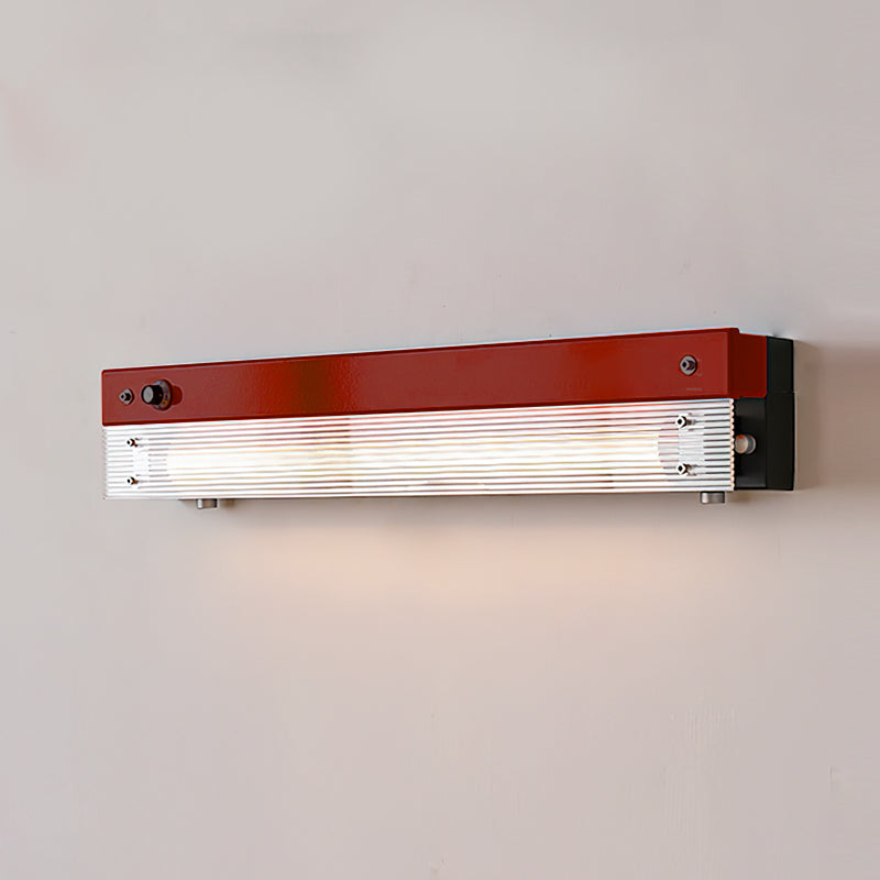 Kazamu Retro Shelf Wall Light – Red & clear / 60 cm length × 8 cm width × 10 cm height / Warm light
