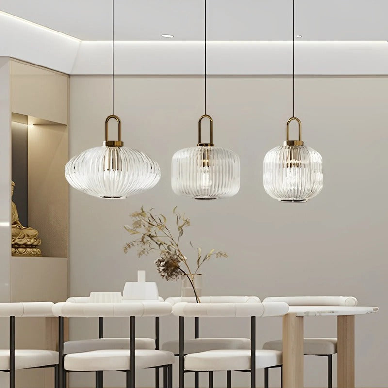 Ribbed Glass Pendant Light | Smoke Glass