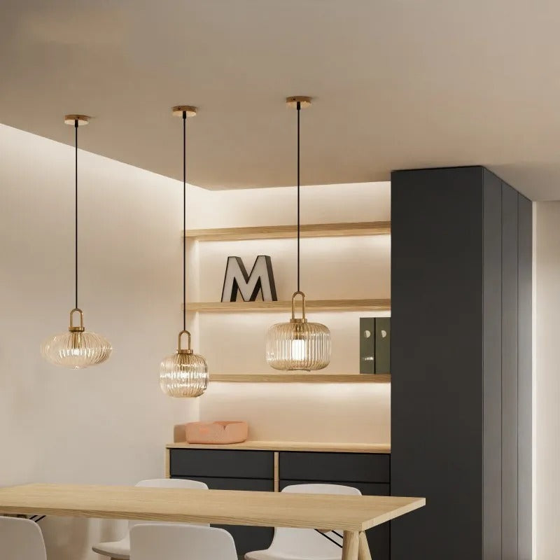 Ribbed Glass Pendant Light | Smoke Glass