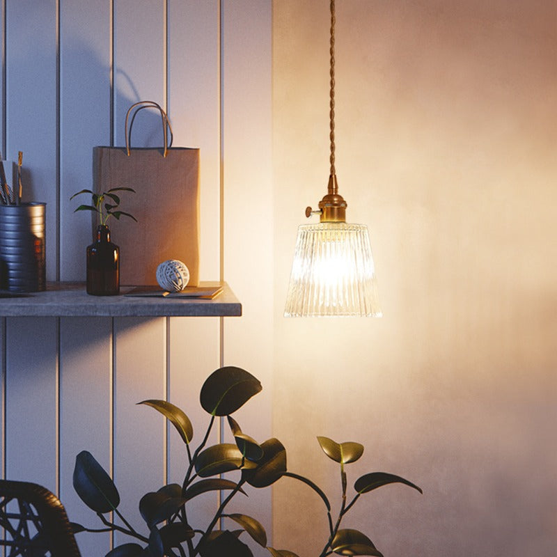 Ribbed Glass Pendant Light | Clear Glass