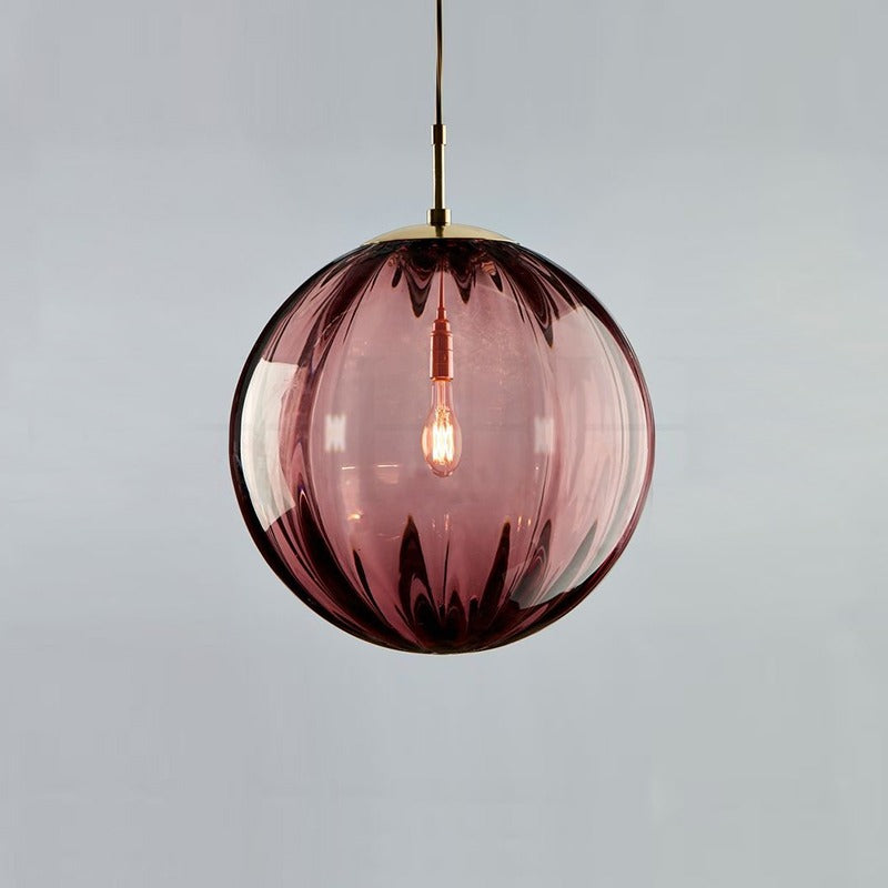 Ribbed Glass Pendant Light | Coloured