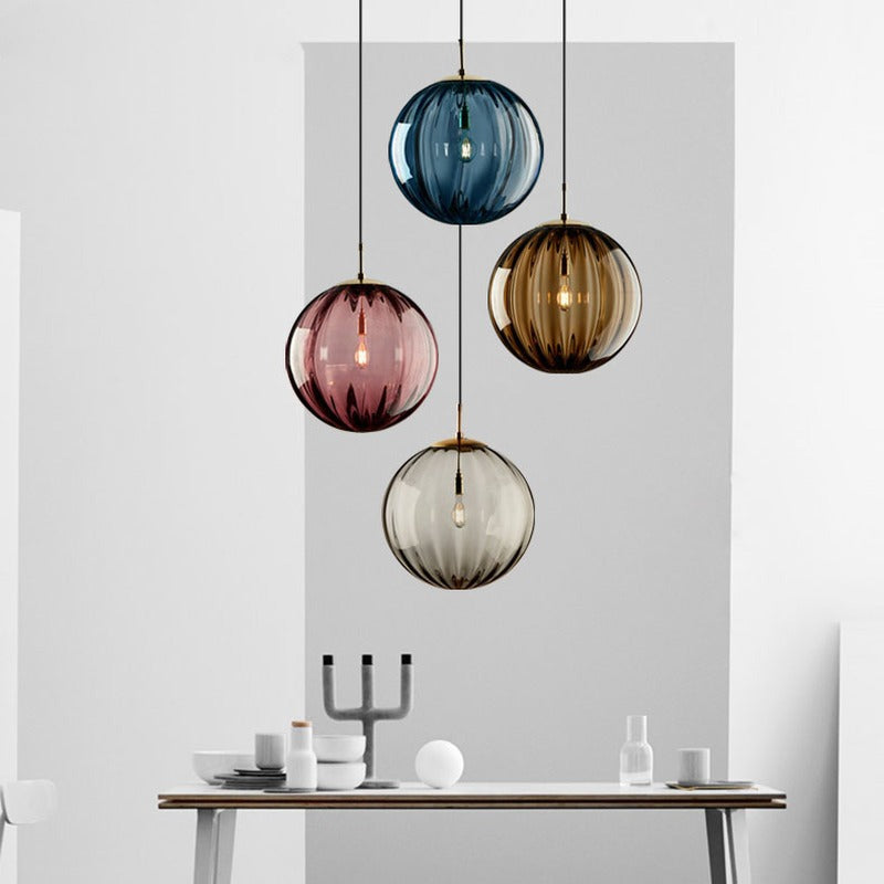 Ribbed Glass Pendant Light | Coloured