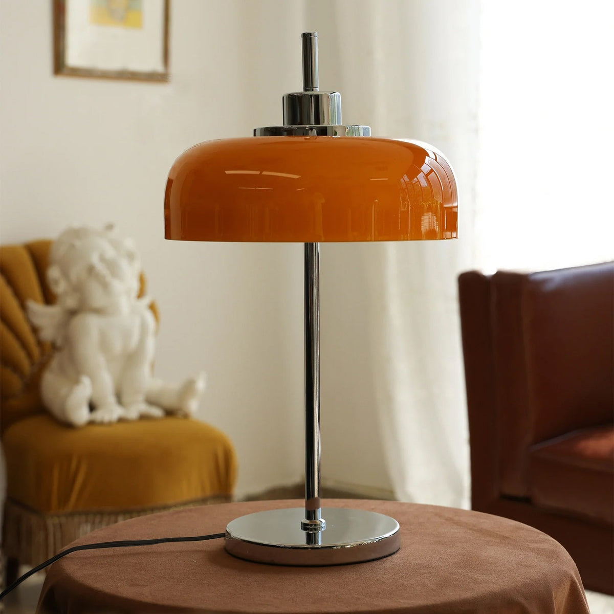 Kazamu Sculptural Table Lamp with Warm Amber Globe – photo 4
