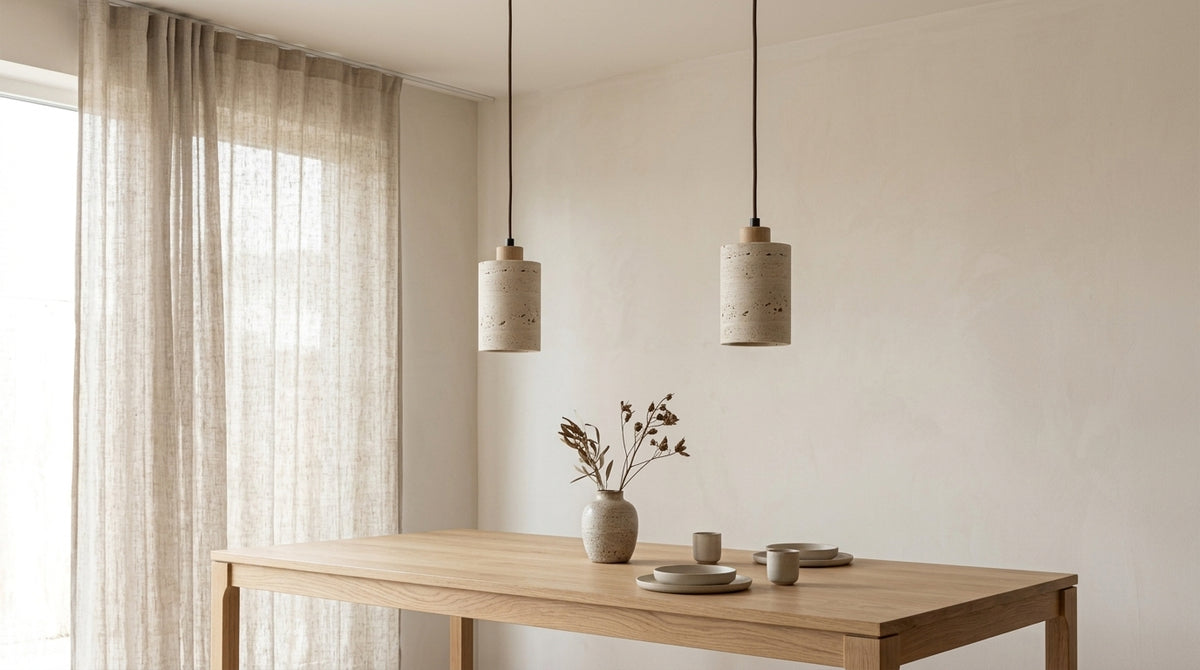 Travertine stone pendant light