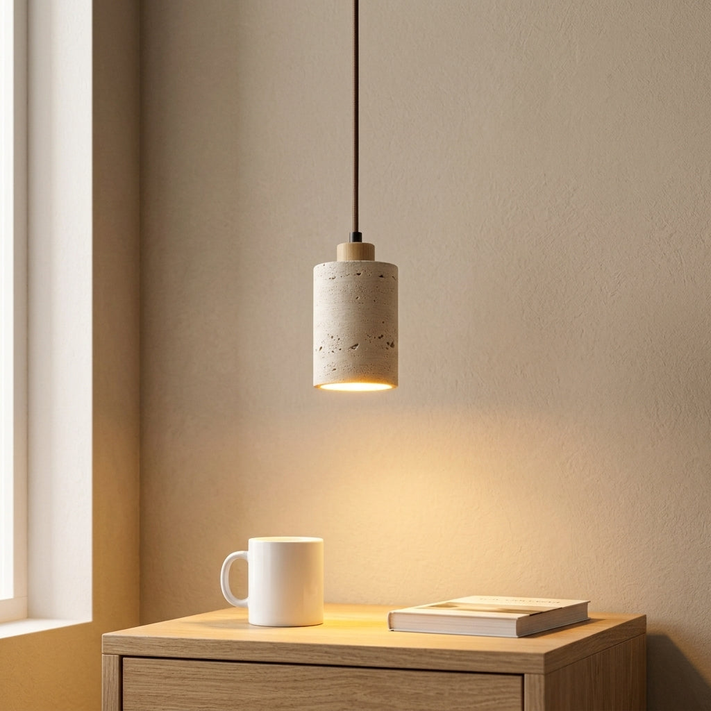 Travertine stone pendant light