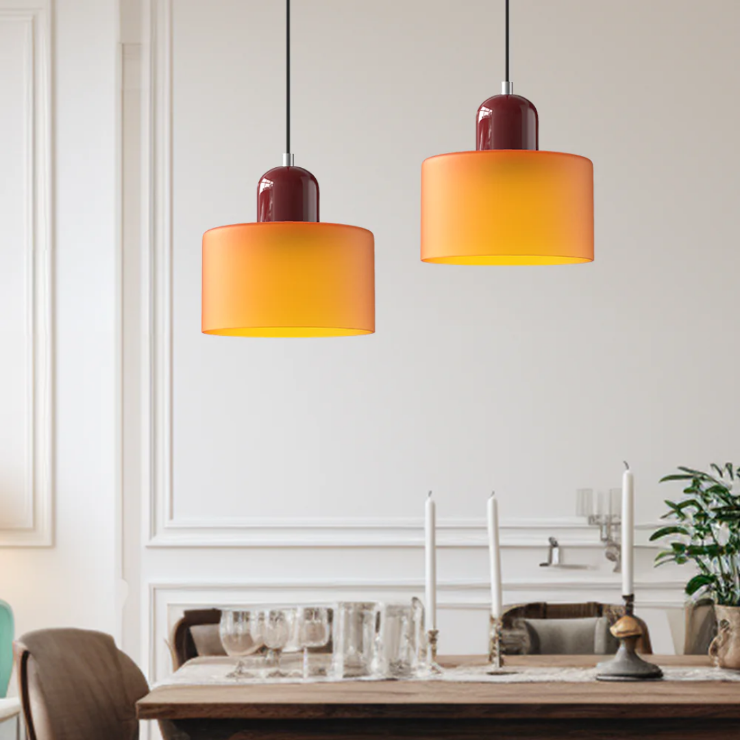 Retro Pendant Light | Two-Tone Coloured Shade | E27 Corded