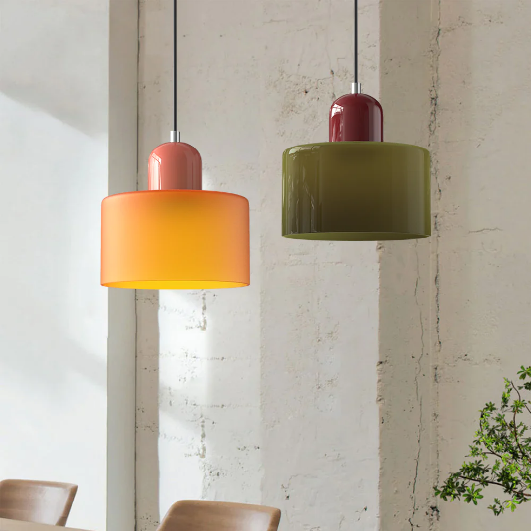 Retro Pendant Light | Two-Tone Coloured Shade | E27 Corded