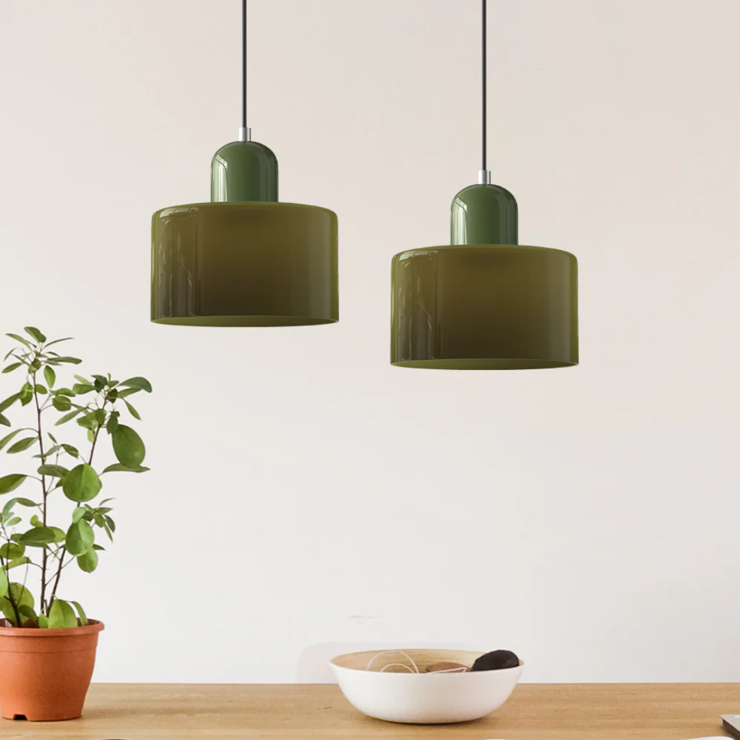 Retro Pendant Light | Two-Tone Coloured Shade | E27 Corded