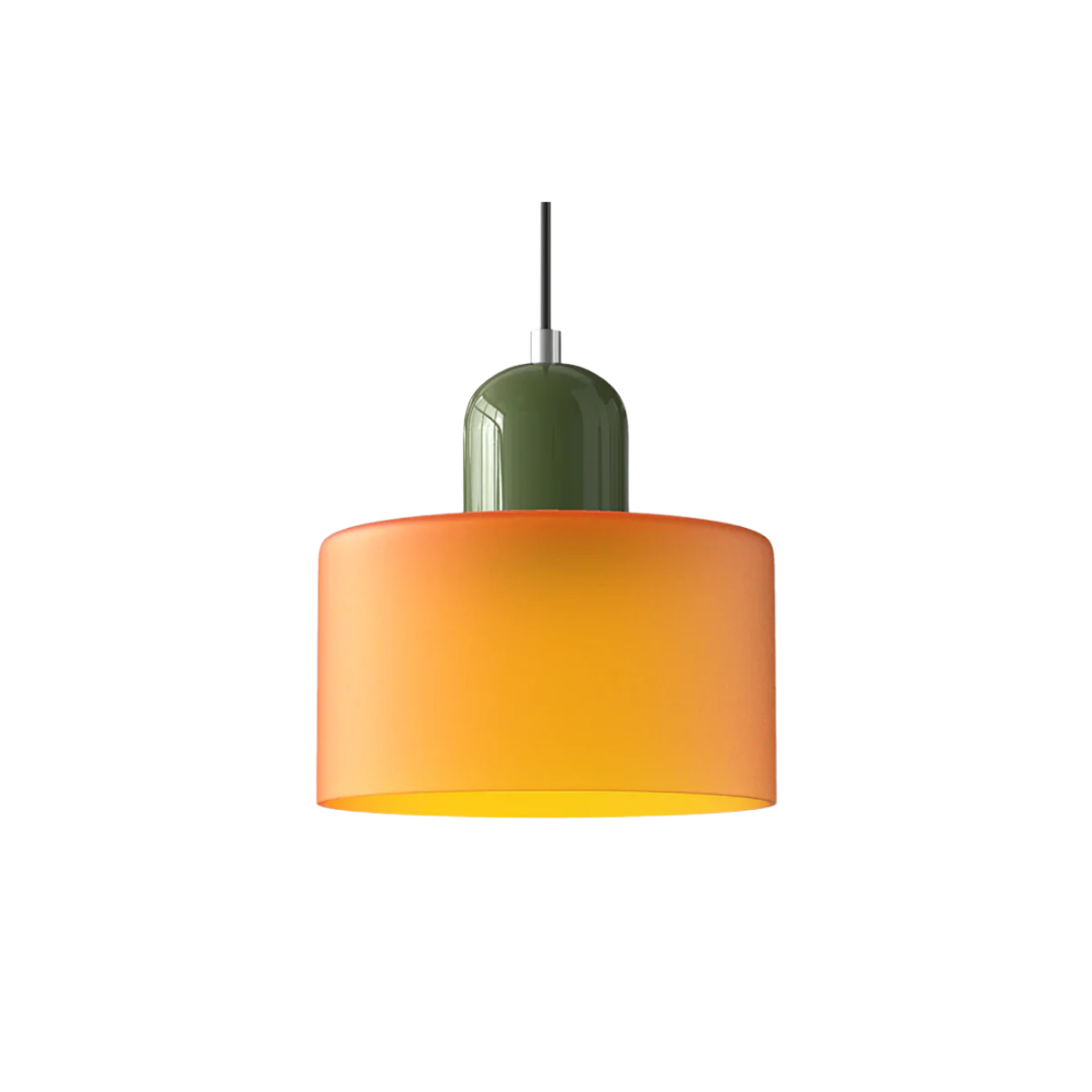 Retro Pendant Light | Two-Tone Coloured Shade | E27 Corded