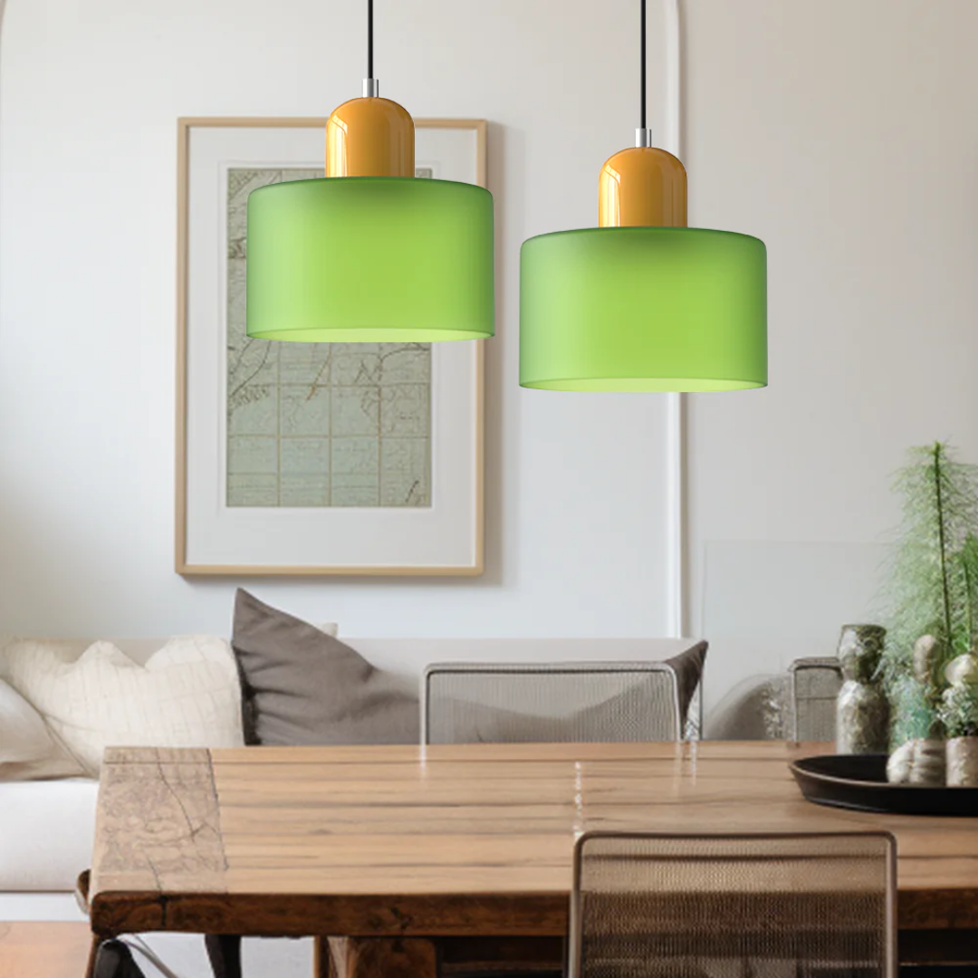 Retro Pendant Light | Two-Tone Coloured Shade | E27 Corded