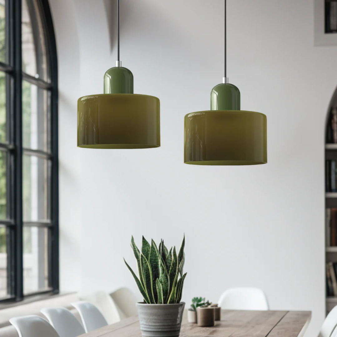 Retro Pendant Light | Two-Tone Coloured Shade | E27 Corded