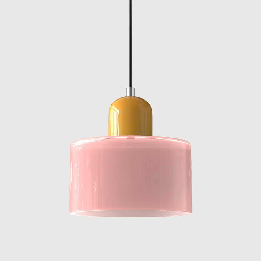 Retro Pendant Light | Two-Tone Coloured Shade | E27 Corded