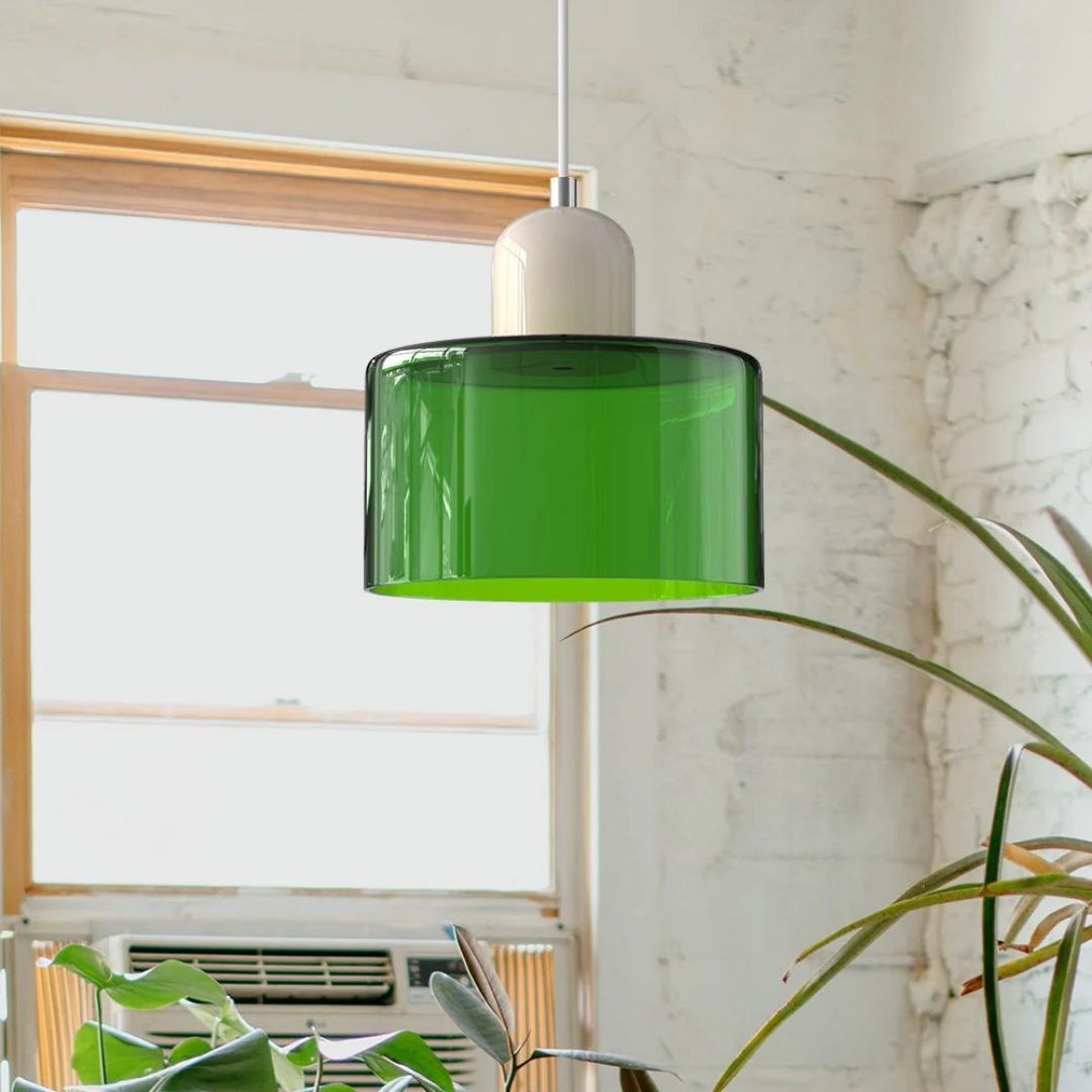 Retro Pendant Light | Two-Tone Coloured Shade | E27 Corded