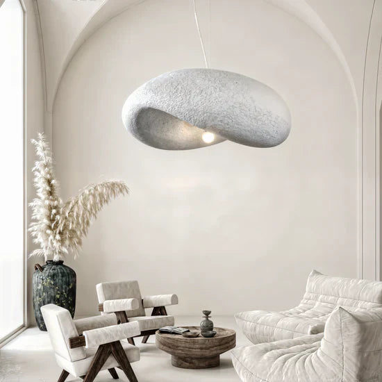 Resin Pendant Lamp Dimmable Minimalist Ceiling Light | Pebble Form