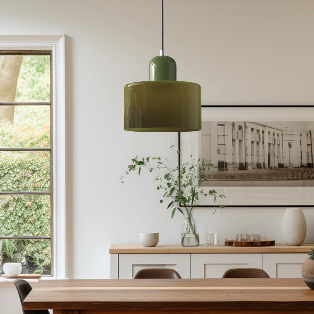 Retro Pendant Light | Two-Tone Coloured Shade | E27 Corded