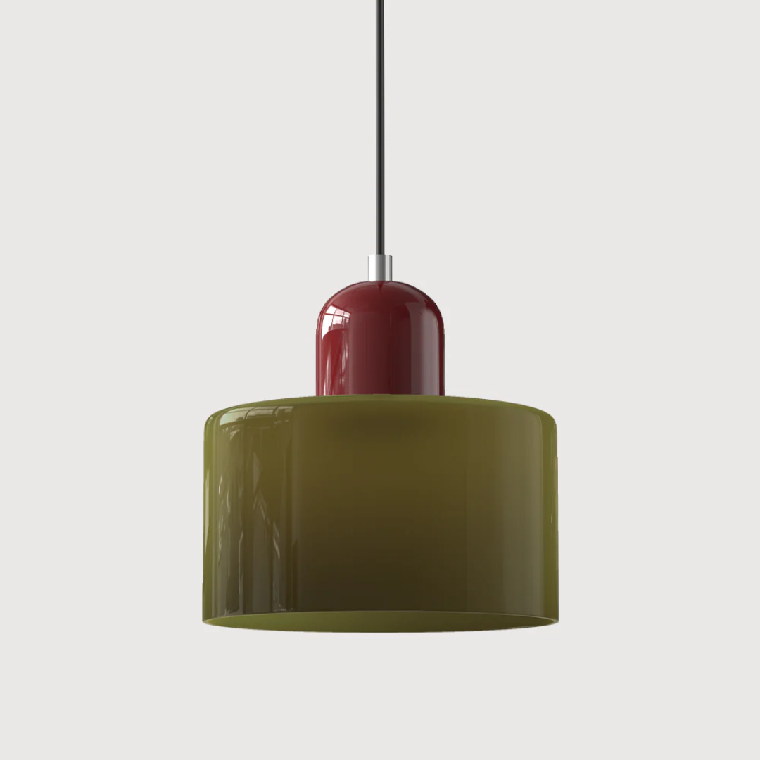 Retro Pendant Light | Two-Tone Coloured Shade | E27 Corded