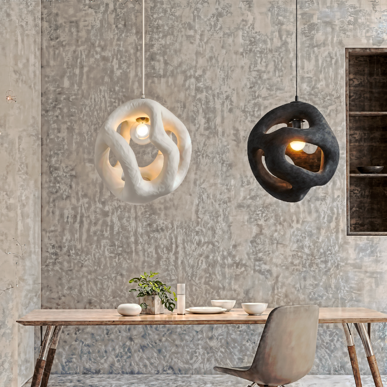 Resin Pendant Lamp Minimalist Dimmable Ceiling Light | Woven Strands