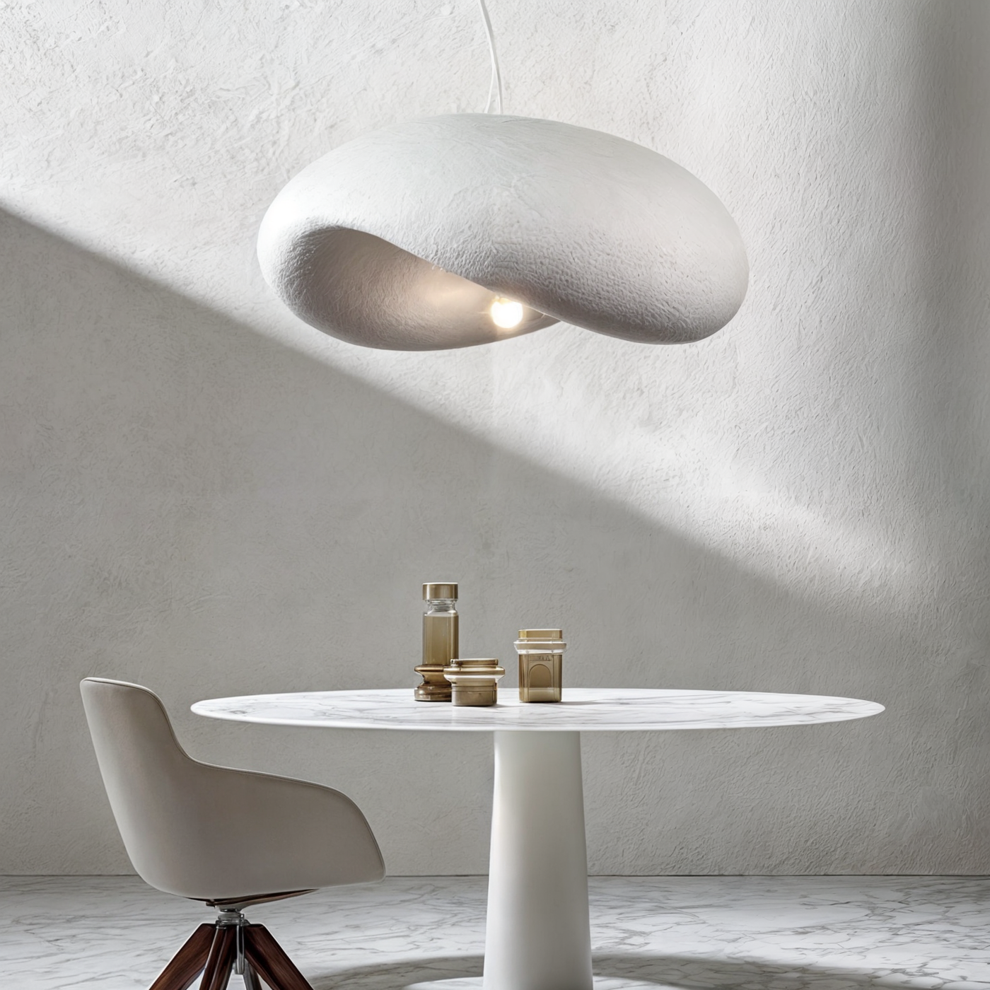 Resin Pendant Lamp Dimmable Minimalist Ceiling Light | Pebble Form