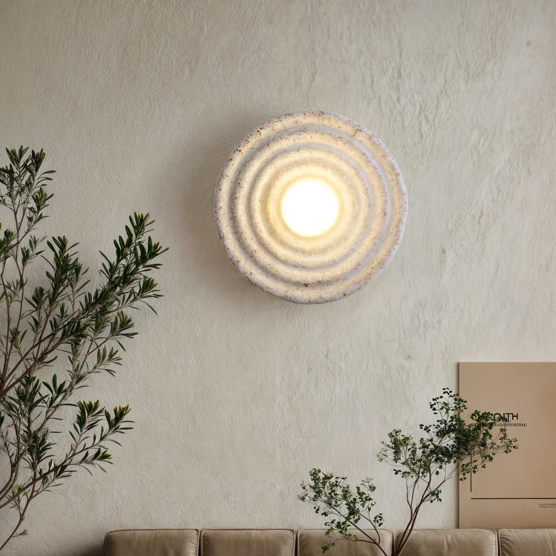 Resin Wall Lamp Minimalist Modern Sconce | Ridged Disc