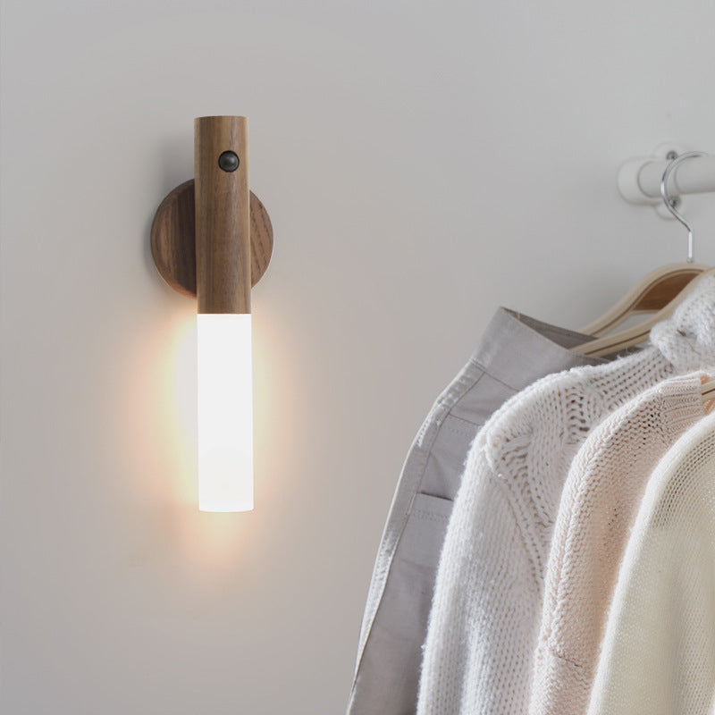 Cordless LED Motion Sensor Night Light | Walnut Wood