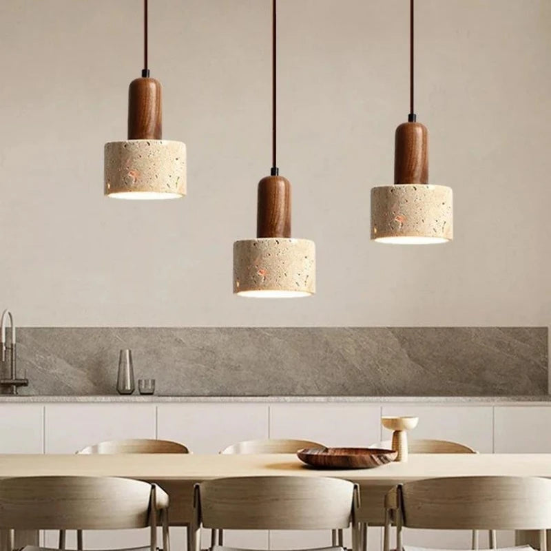 Natural stone pendant light