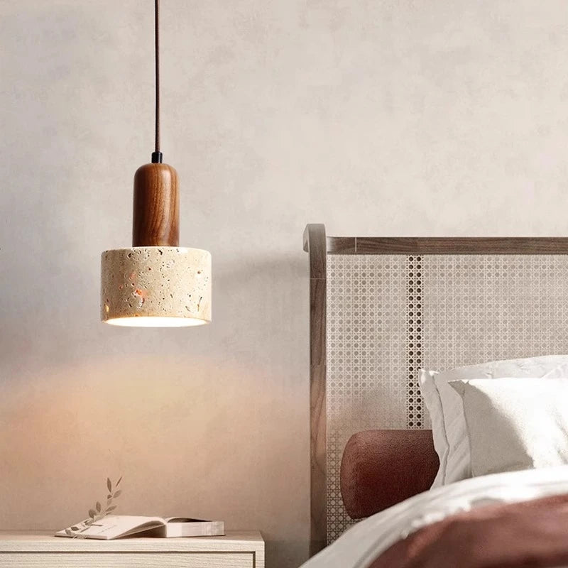 Natural stone pendant light