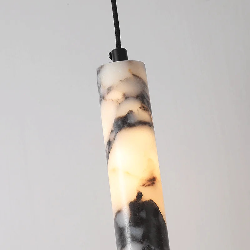 Black stone cylinder pendant light