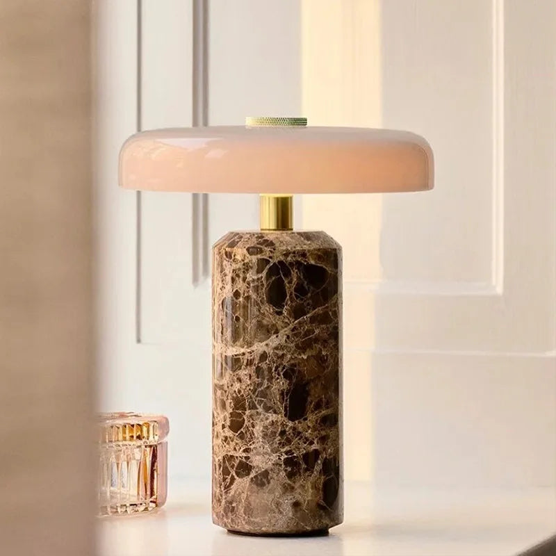 Rechargeable Table Lamp | Stone & Glass | Touch Dimming