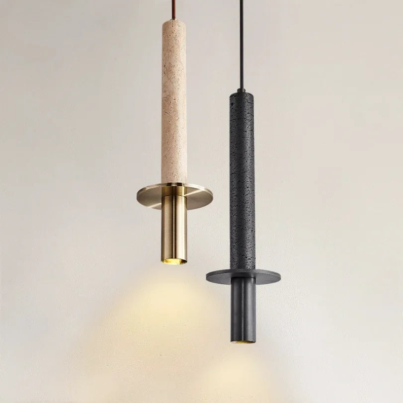 Stone Pendant Light | Adjustable Cord | Bulb Included