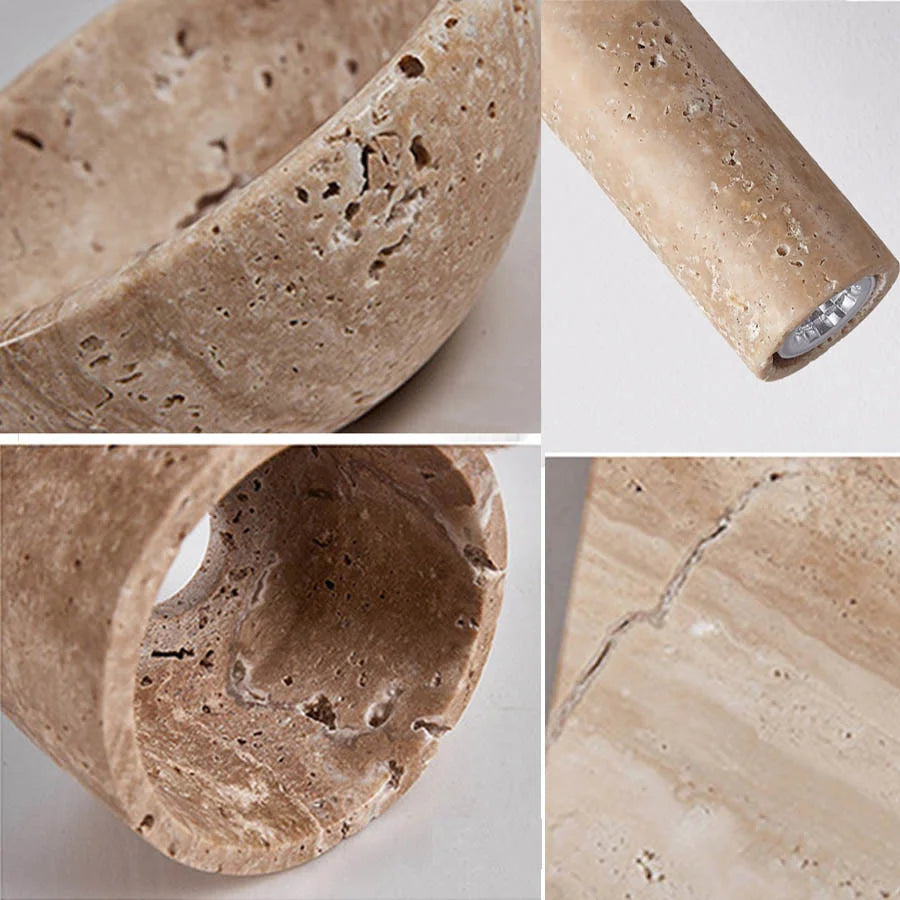 Marble Tube Pendant Light | 28 cm | Wood Ceiling Plate