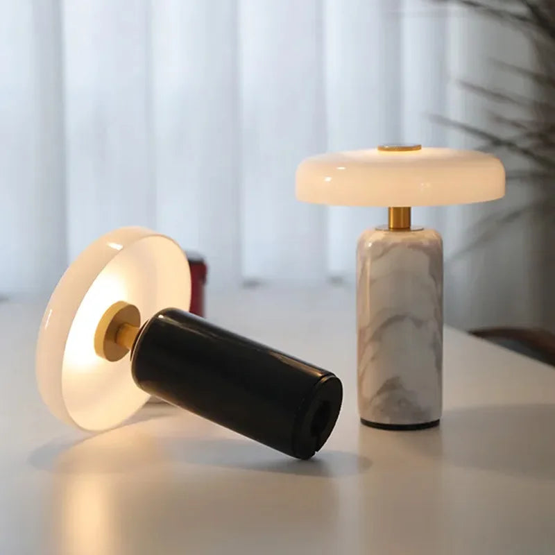 Rechargeable Table Lamp | Stone & Glass | Touch Dimming