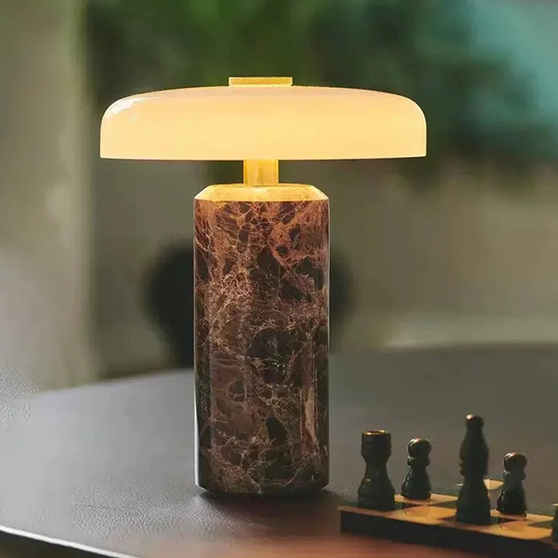 Rechargeable Table Lamp | Stone & Glass | Touch Dimming