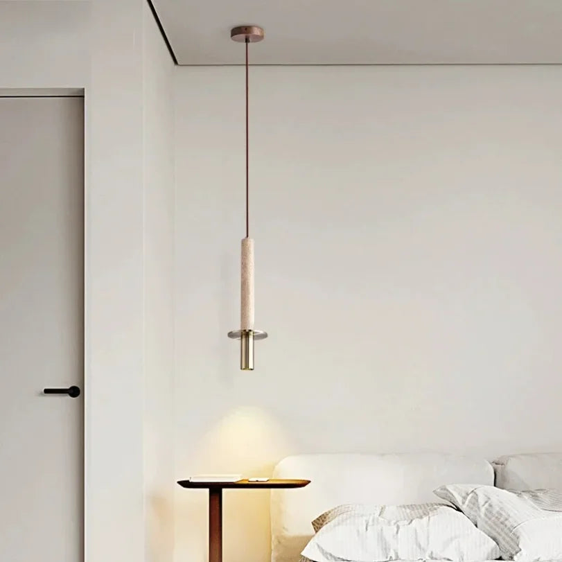 Stone Pendant Light | Adjustable Cord | Bulb Included