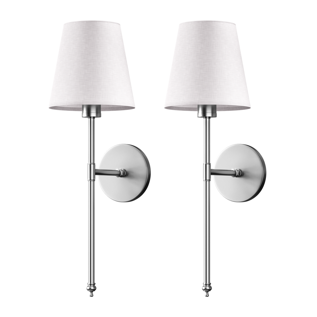 Wireless Wall Sconces — Set of 2 · Dark Metal & Fabric Shade