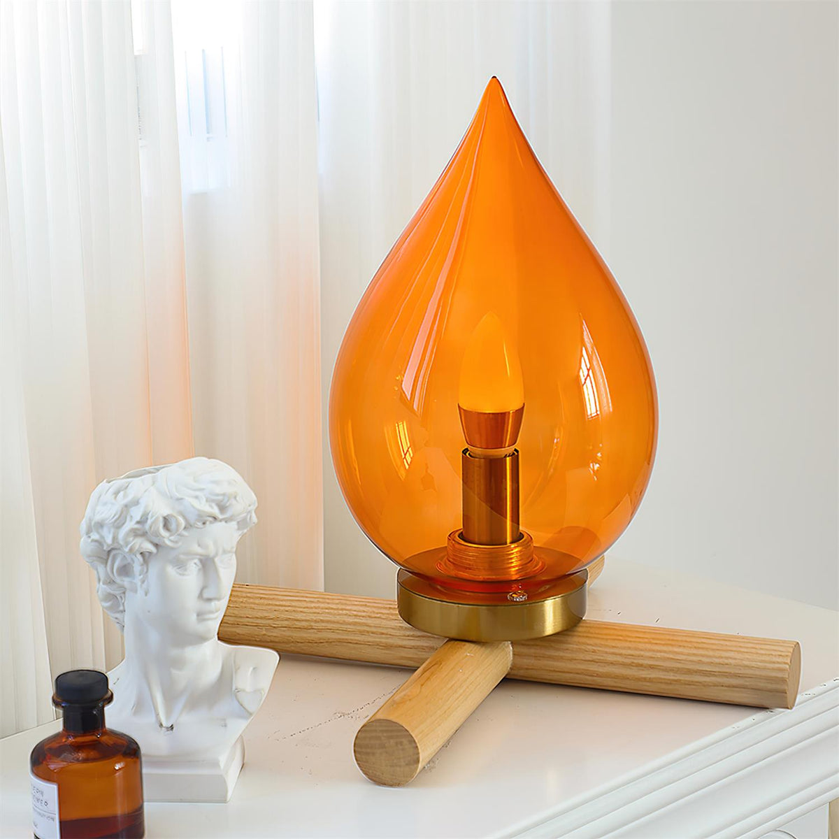 Kazamu Cordless Rechargeable Table Lamp with Amber Shade – photo 8