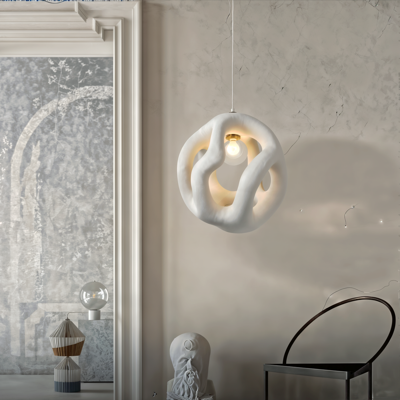 Resin Pendant Lamp Minimalist Dimmable Ceiling Light | Woven Strands