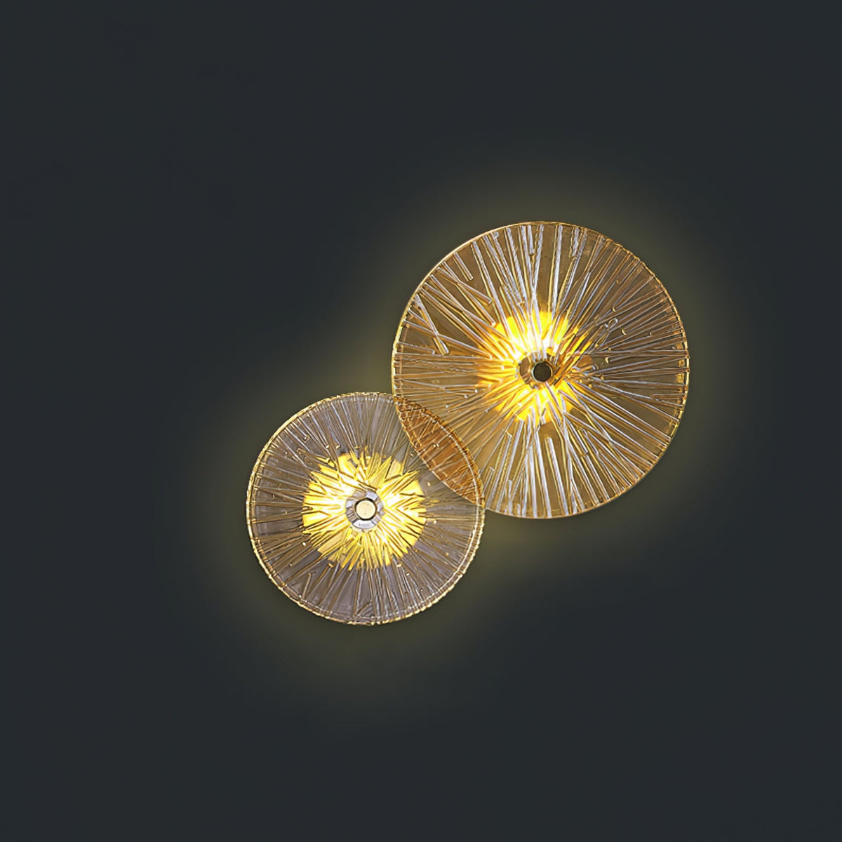 Kazamu Floral Lotus Wall Light – 2 lights, Ø 15 cm + Ø 20 cm / Gold & amber / Warm light