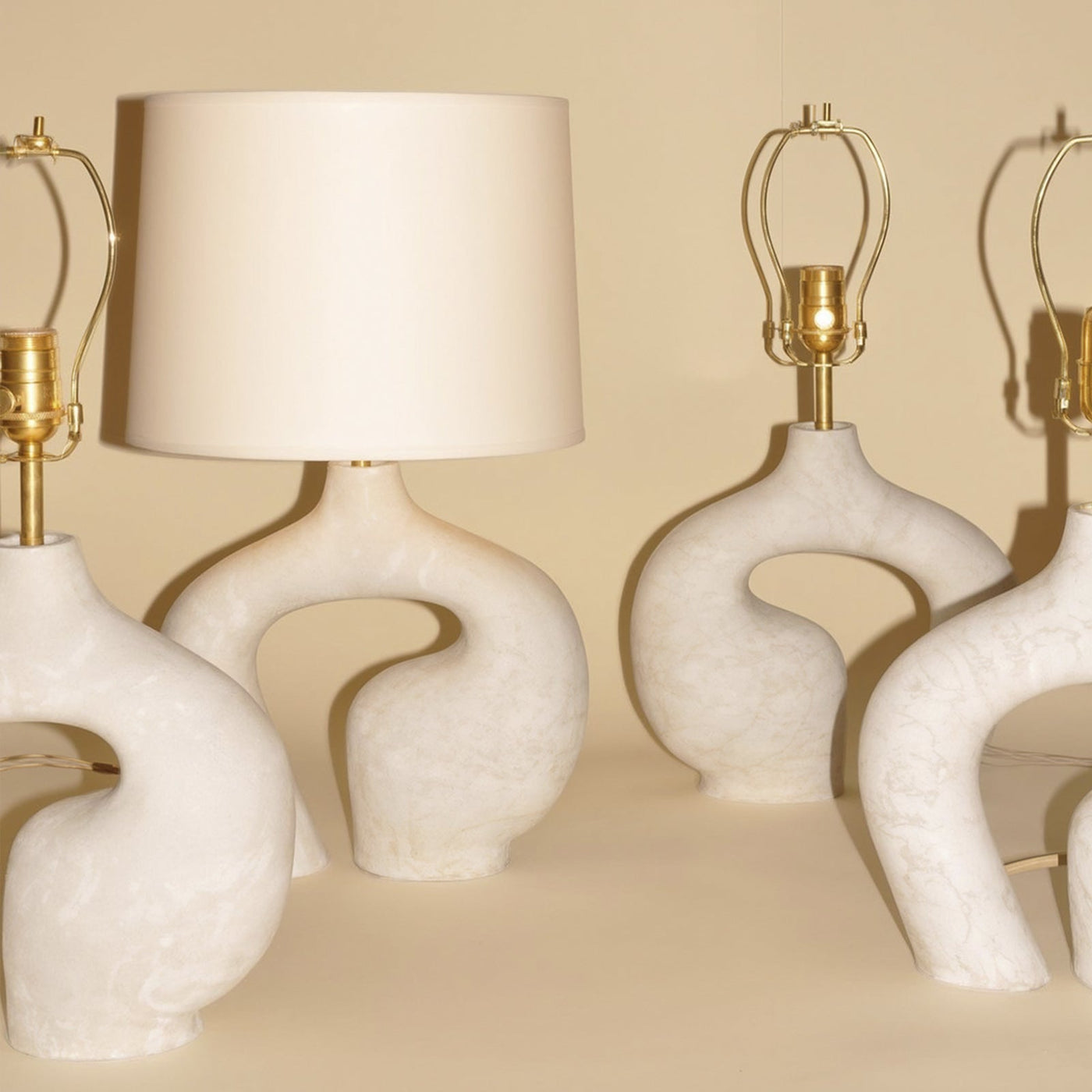 Sculptural Table Lamp | Plaster Base & Linen Shade