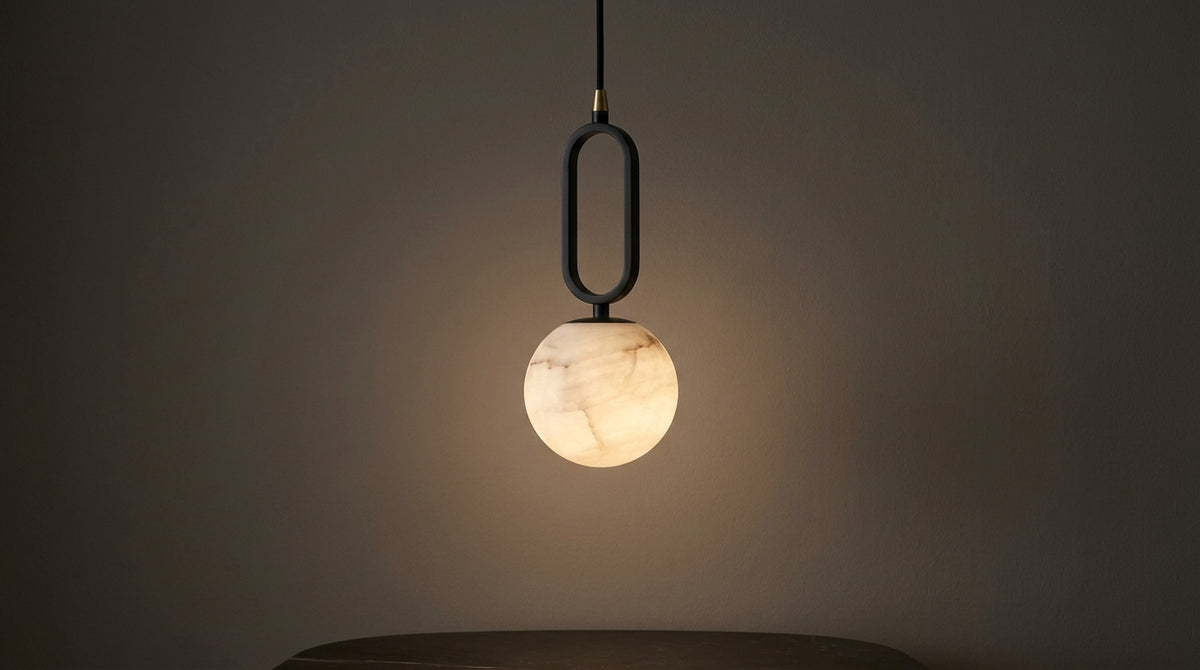 Marble ball pendant light in black